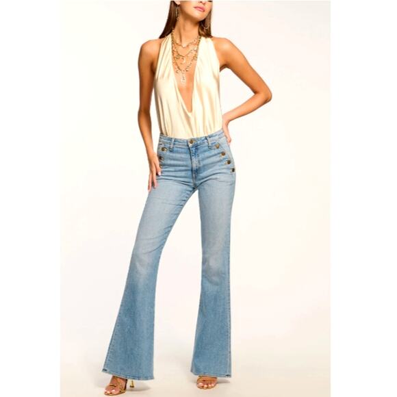 Ramy Brook Women's Light Wash Helena High-Rise Flare Jeans Size 28 - Picture 14 of 14